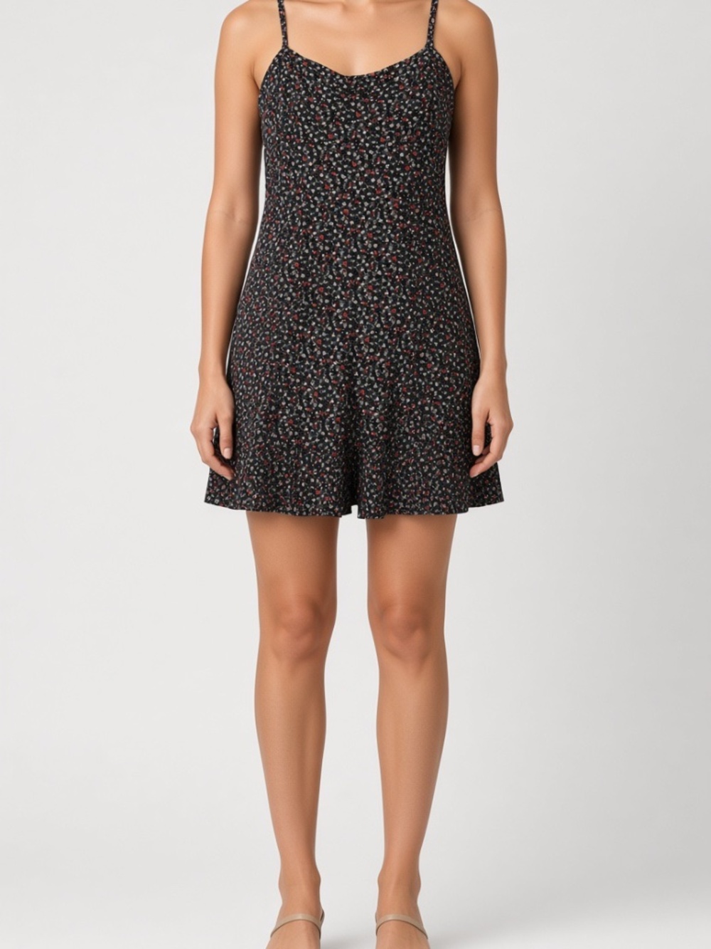Aeropostale Black Floral Spaghetti Strap Mini Dress